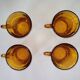 4 vintage Duralex amber glass coffee cups
