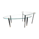 Set of trundle coffee tables in glass and brass