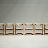 Set of 6 curverd beech wood dining chairs, 1960s Germany.