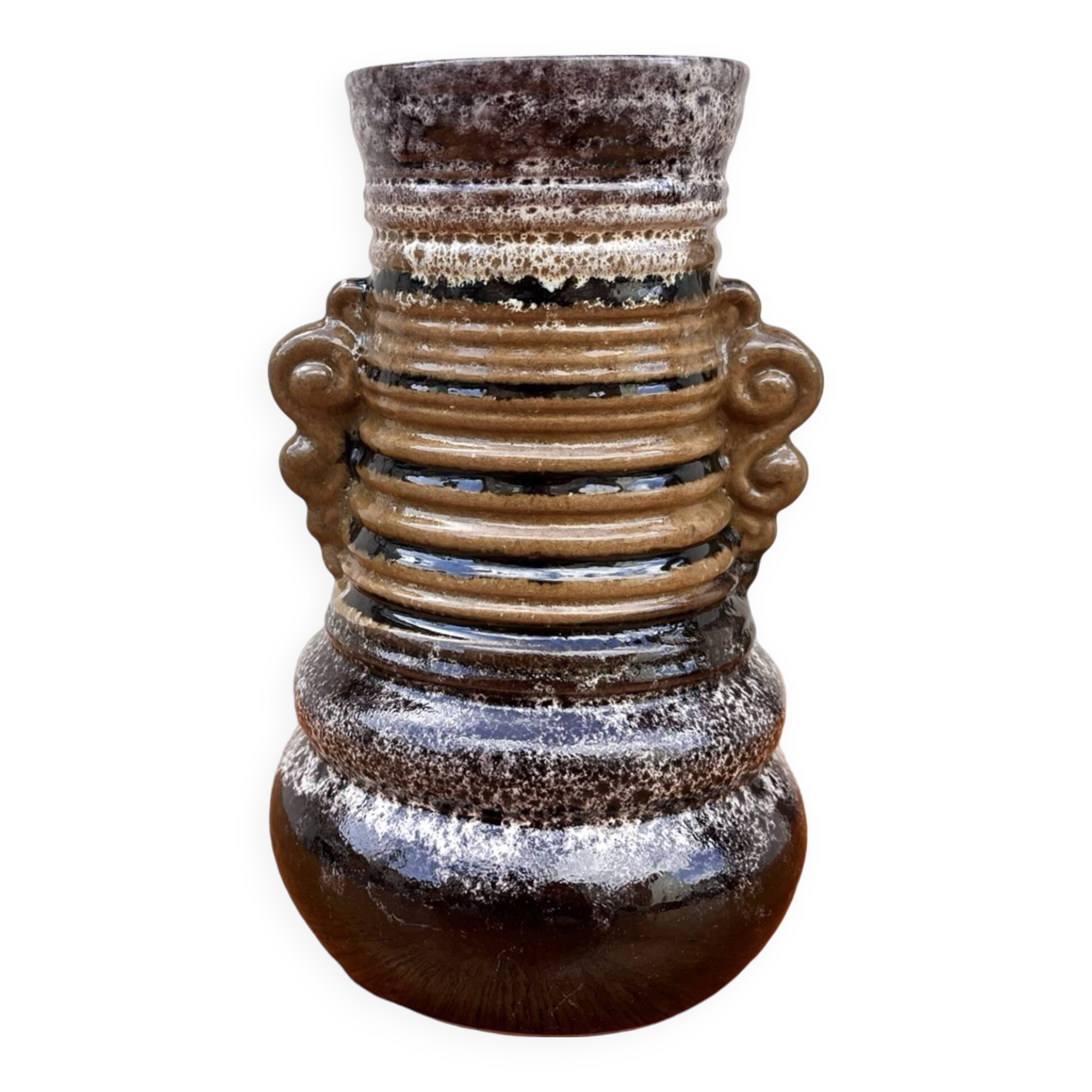 Strehla Keramik fat lava ceramic vase, Germany, 1960s.