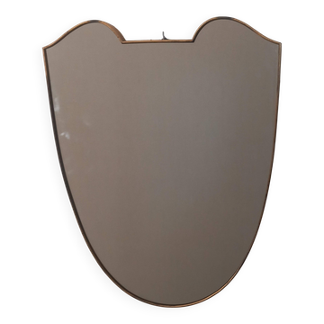 Shield-Shaped Mirror with Brass Frame, 50s