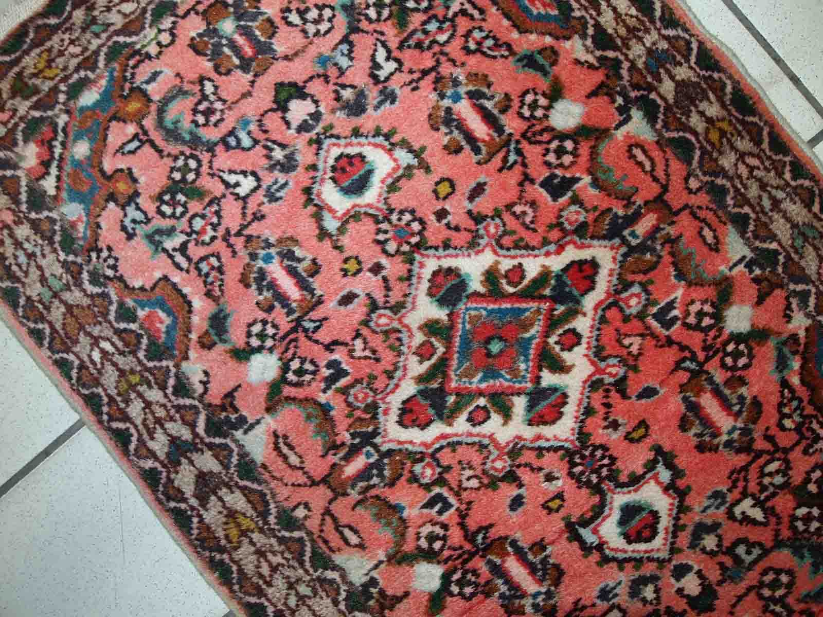 Vintage oriental handmade carpet 59cm x 93cm 1970s, 1c617