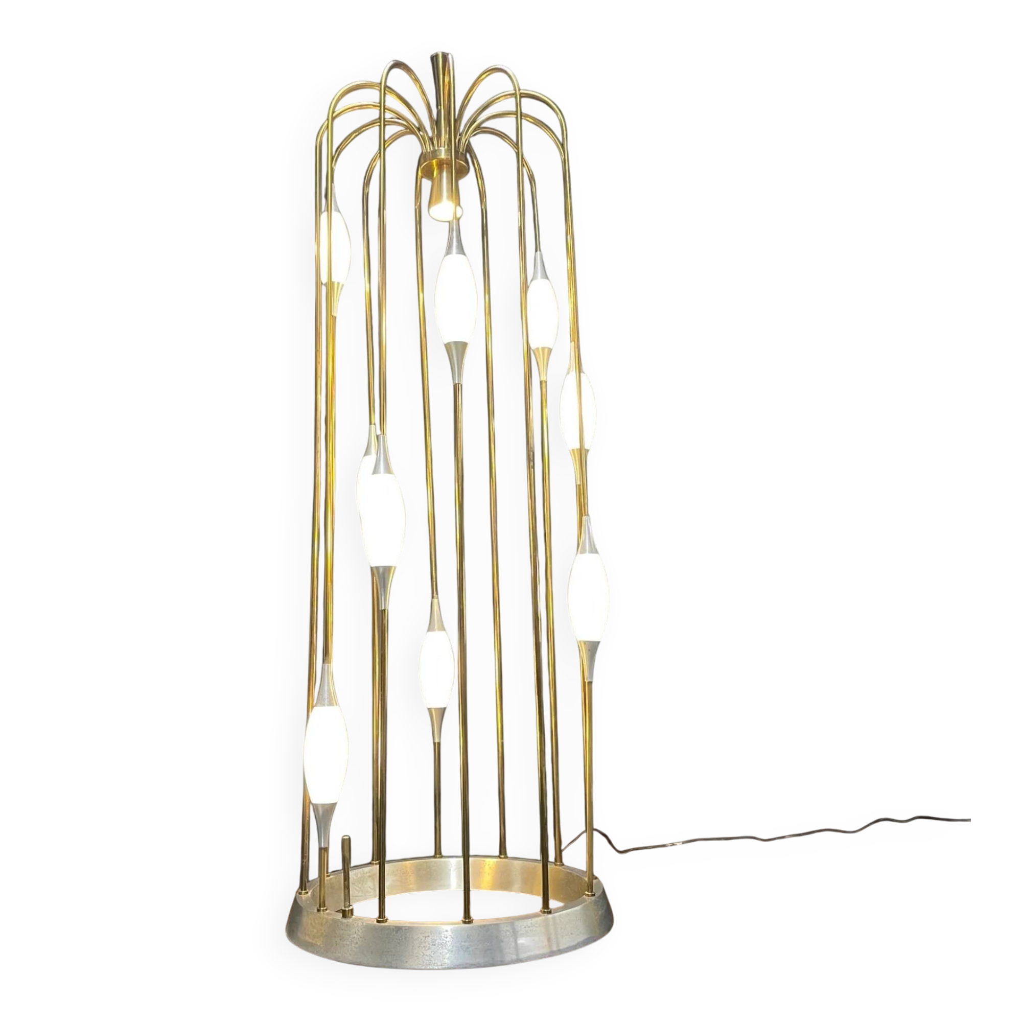 Lampadaire cascade en métal doré, années 1970