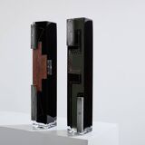 Vase Art Déco en verre opalin noir vert Anatole Riecke 1939