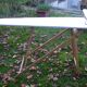 Console pliante en bois, table à repasser avec sa jeannette