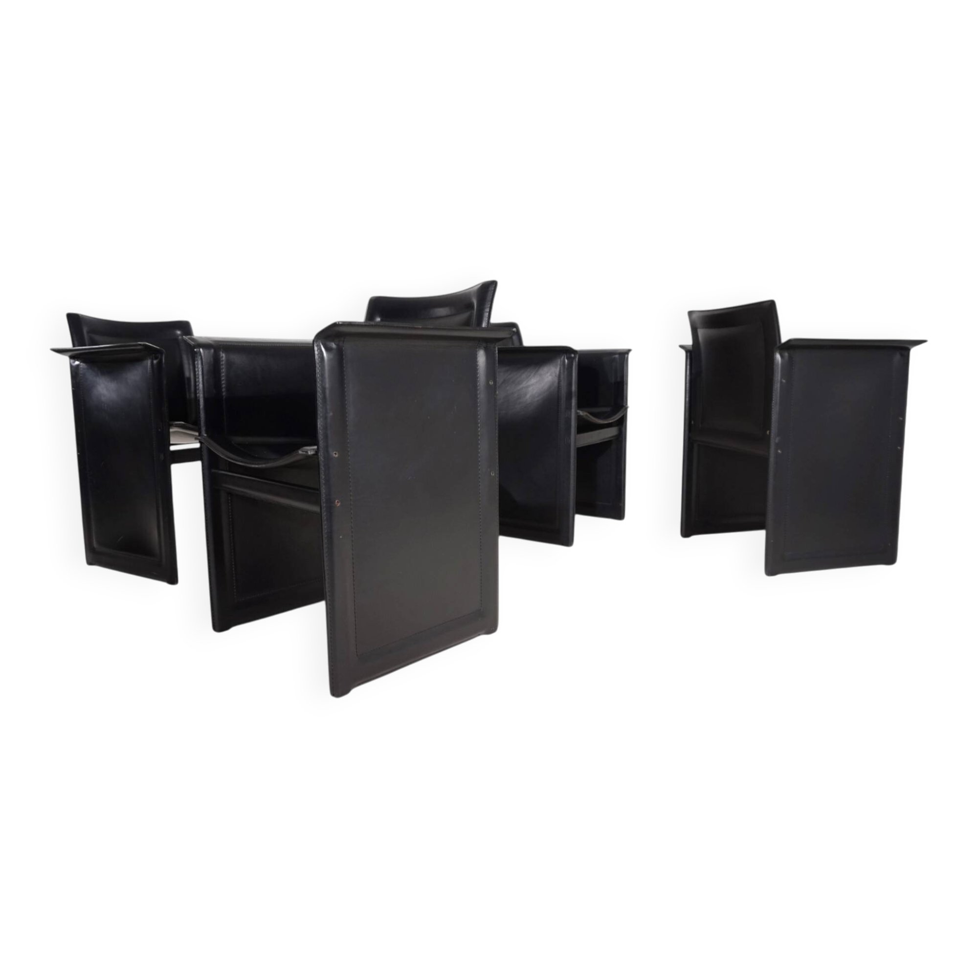 Arrben Solaria leather dining chairs, set of 4 by Tito Agnoli, 1970