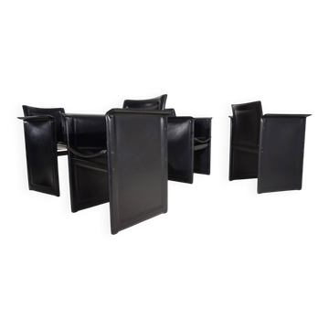 Arrben Solaria leather dining chairs, set of 4 by Tito Agnoli, 1970