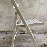 Extra folding chair / garden chair / vintage white lacquered solid wood office chair
