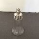 Glass sugar sprinkler and silver metal