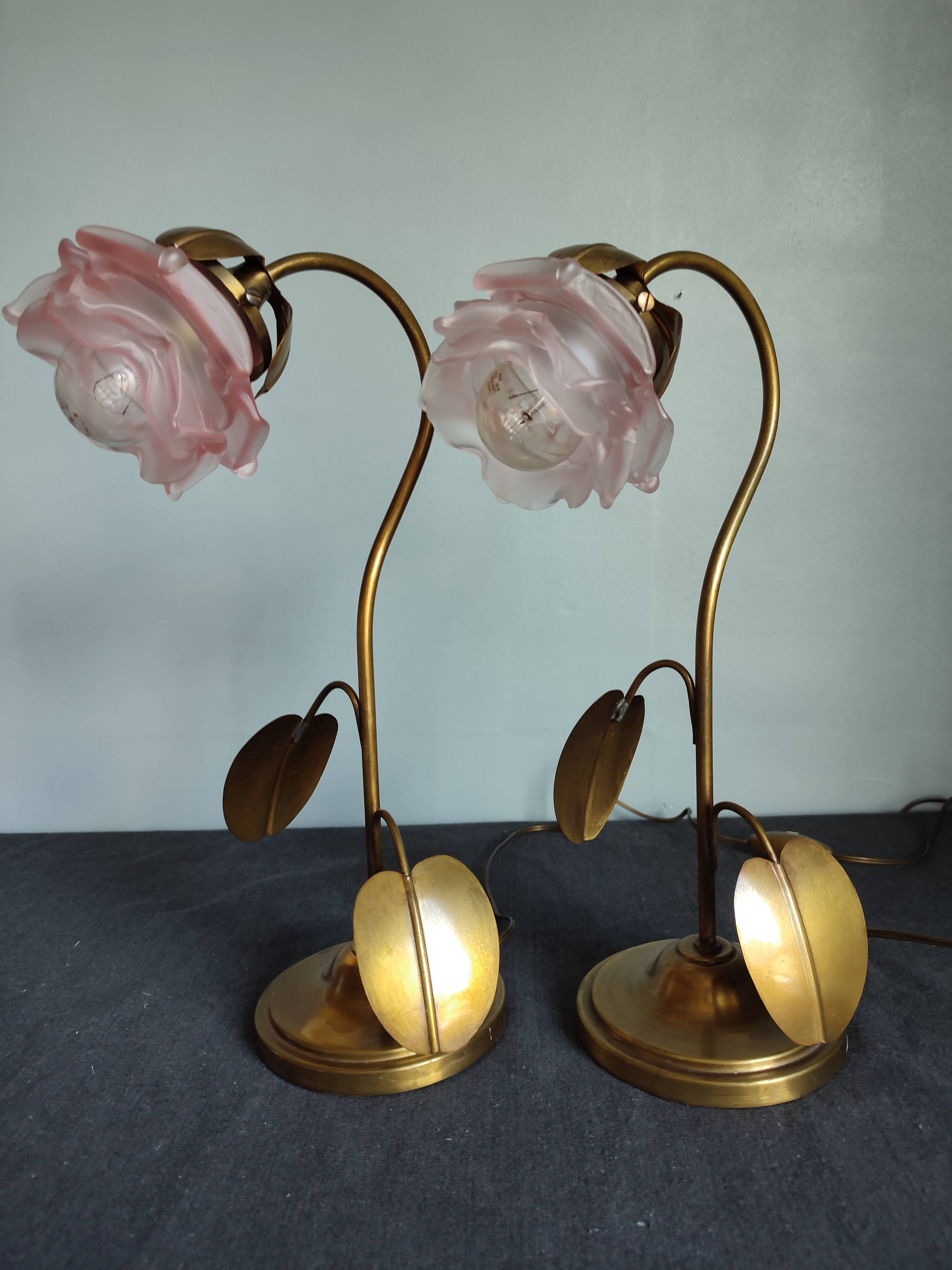 Pair of art deco lamps old gooseneck