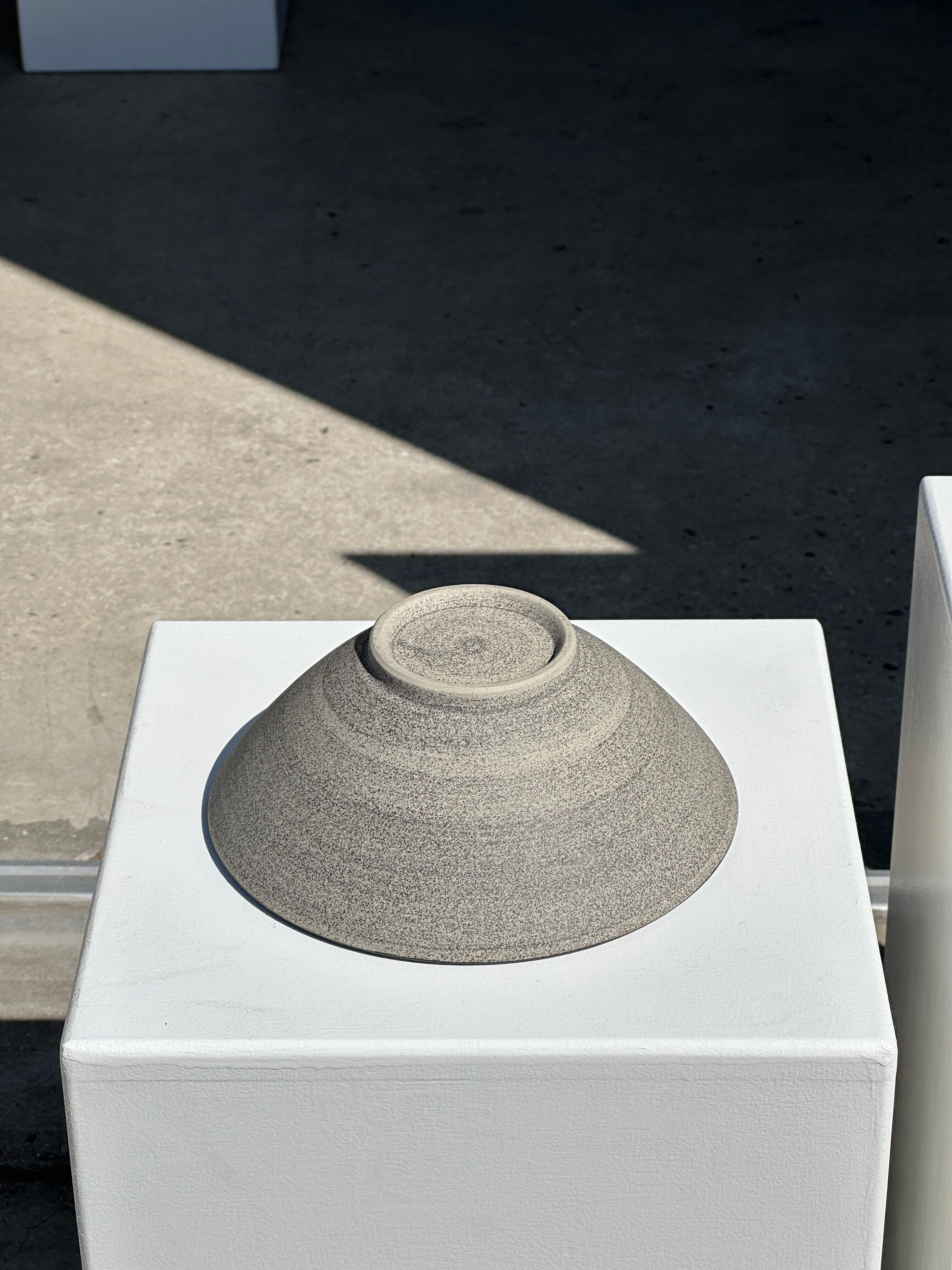 Duo of gray Indonesian ceramic bowls or salad bowls