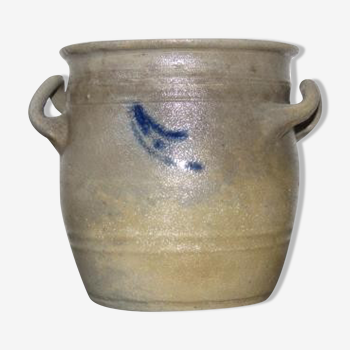 Alsatian pot of conservation in gray and blue stoneware