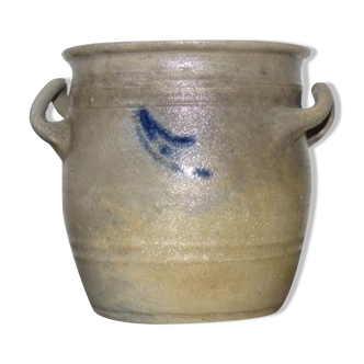 Alsatian pot of conservation in gray and blue stoneware
