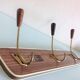 Patère en formica imitation bois à trois tetes / vintage années 60-70