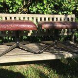 Two leather and metal stools Denmark 60s