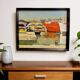 Oil on panel Boats in the port frame 20th century