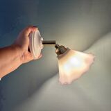 Vintage wall lamp with white opaline glass shade
