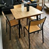 Vintage square table feet black compass tray solid beech