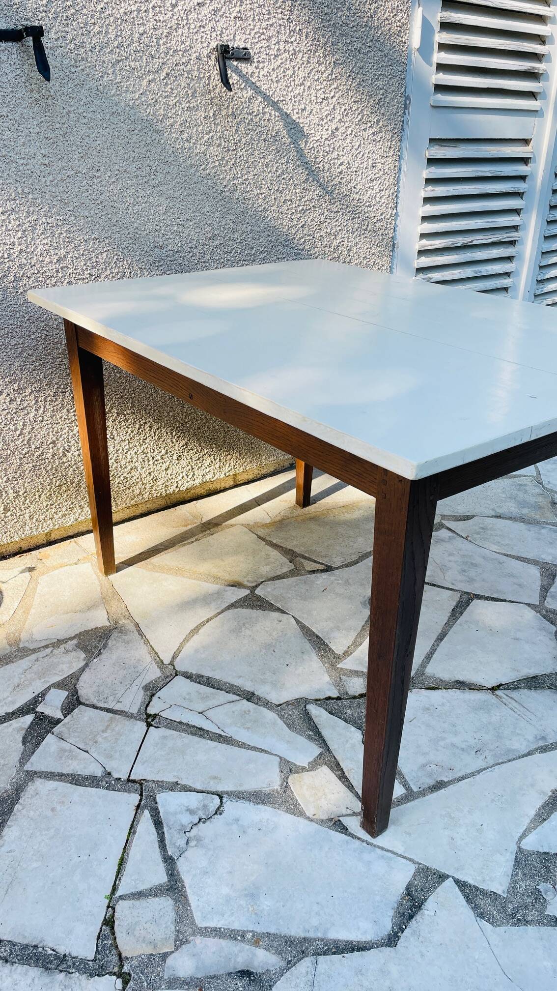 Vintage Oak Farmhouse Table with White Top