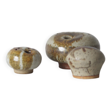 Vintage Danish Mushroom Studio Ceramics Vases by Erik Græser, 1960s, Set of