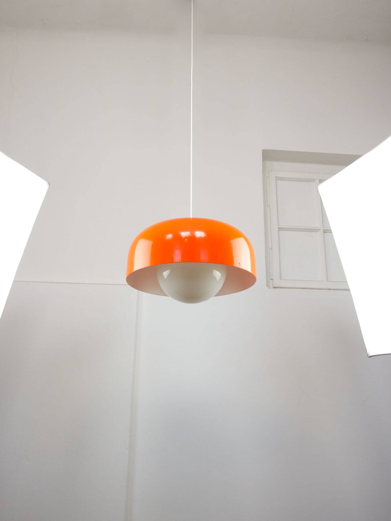 Big Space Age Pendant from Guzzini in Orange, 1970s