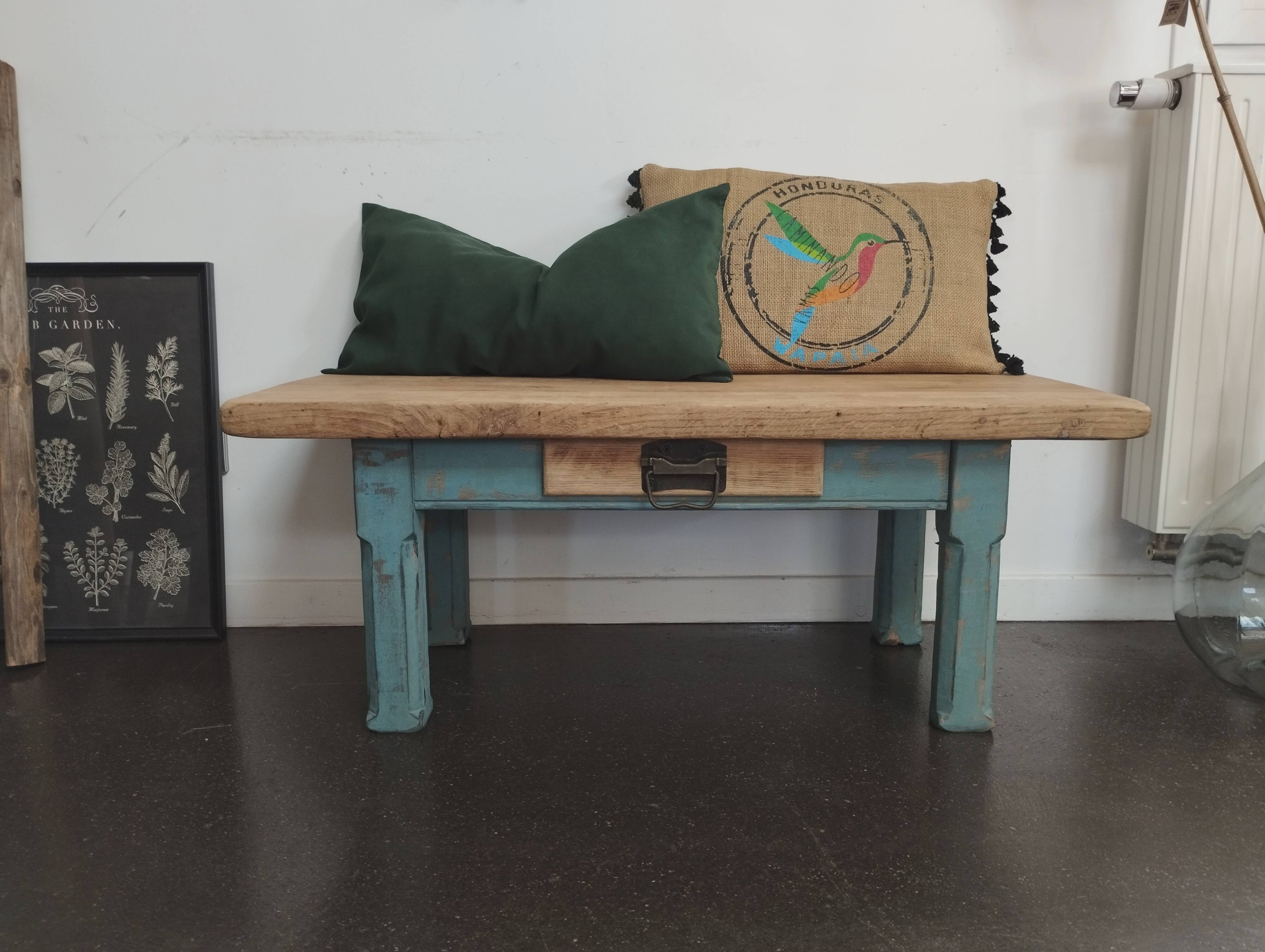 Small solid wood bench/coffee table