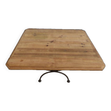 Table bass plateau en bois massif et son pied en fer forgé