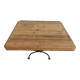 Table bass plateau en bois massif et son pied en fer forgé