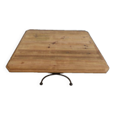 Coffee table Large stylish solid wood top and wrought iron foot