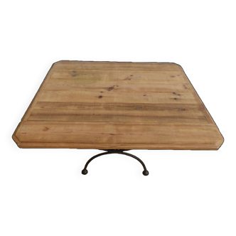 Coffee table Large stylish solid wood top and wrought iron foot