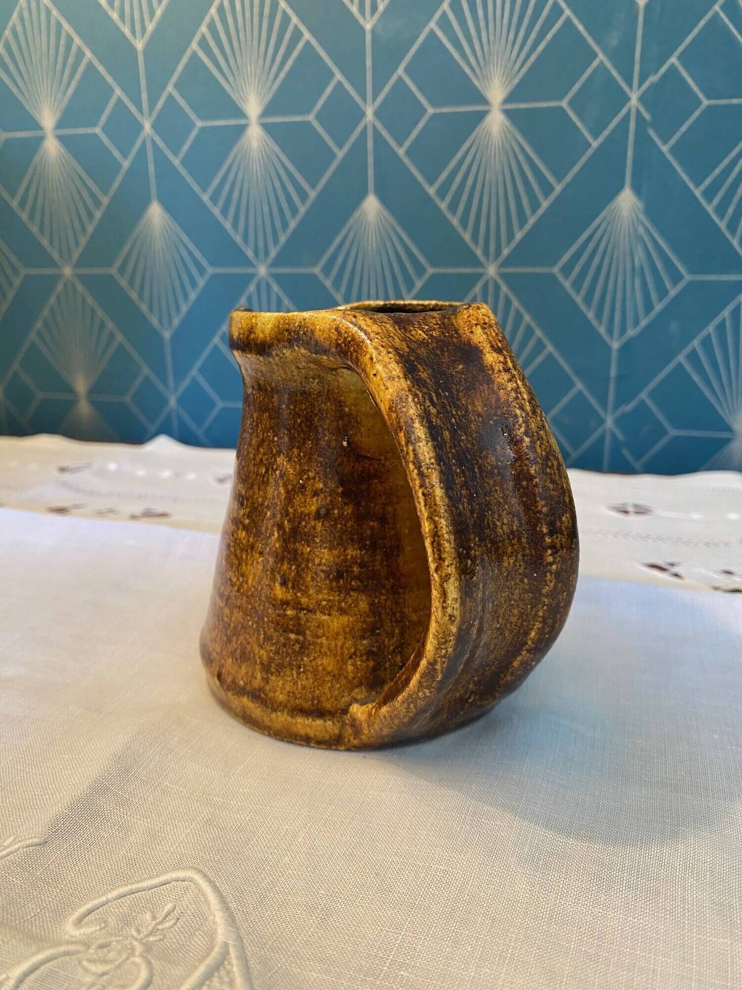 Accolay vintage 1950 ceramic jug & mustard pot signed double a