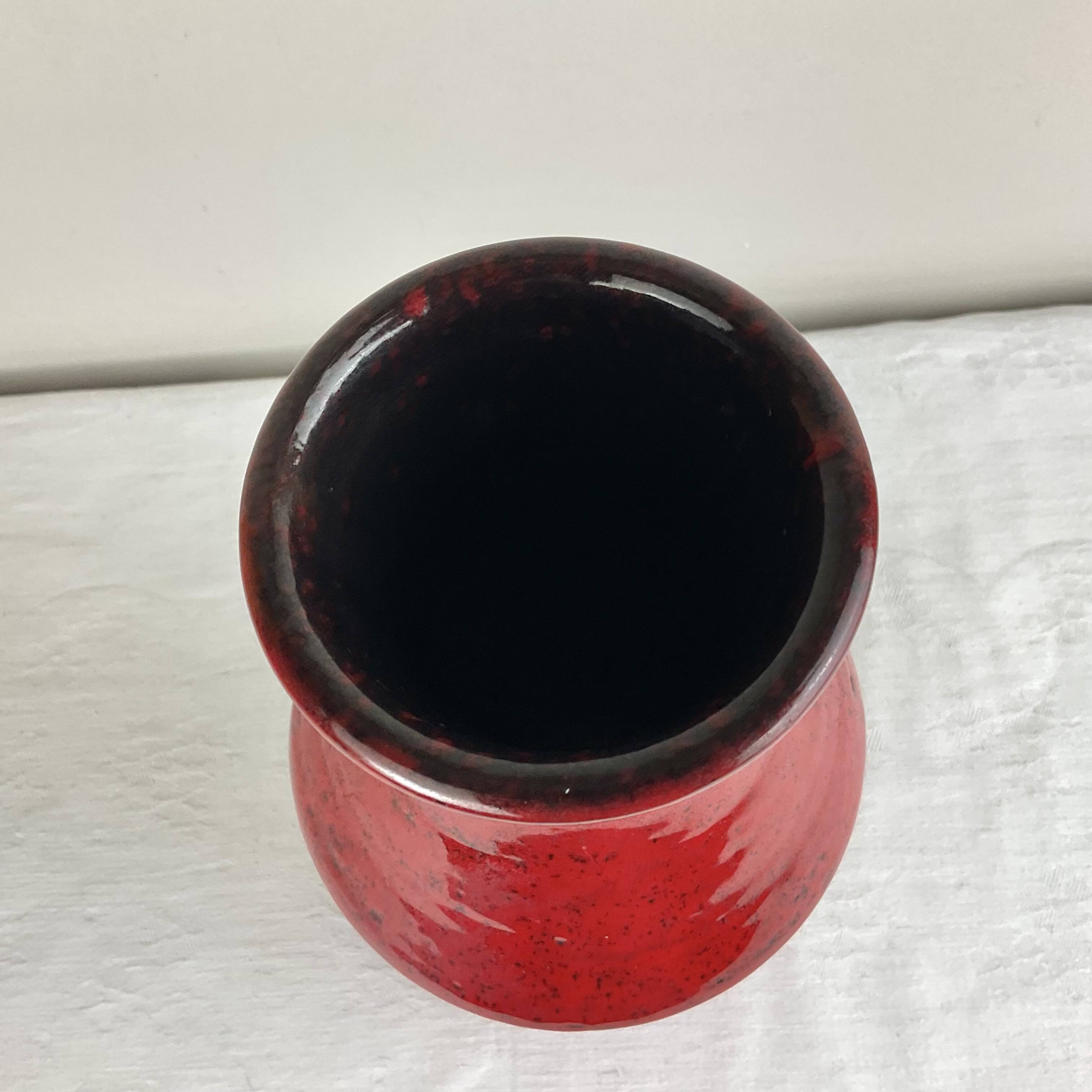 Vintage red ceramic vase mid century design