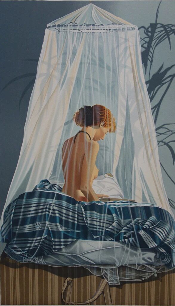 Nadine LE PRINCE: Undressed under the mosquito net, original signed lithograph