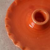 Orange ceramic candle holder serrated plate