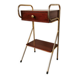 Metal and wood bedside table 1960/1970