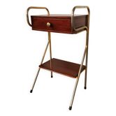 Table de chevet en métal et bois 1960/1970