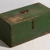 Coffre ancien petit en bois de couleur verte (vers 1910) #6