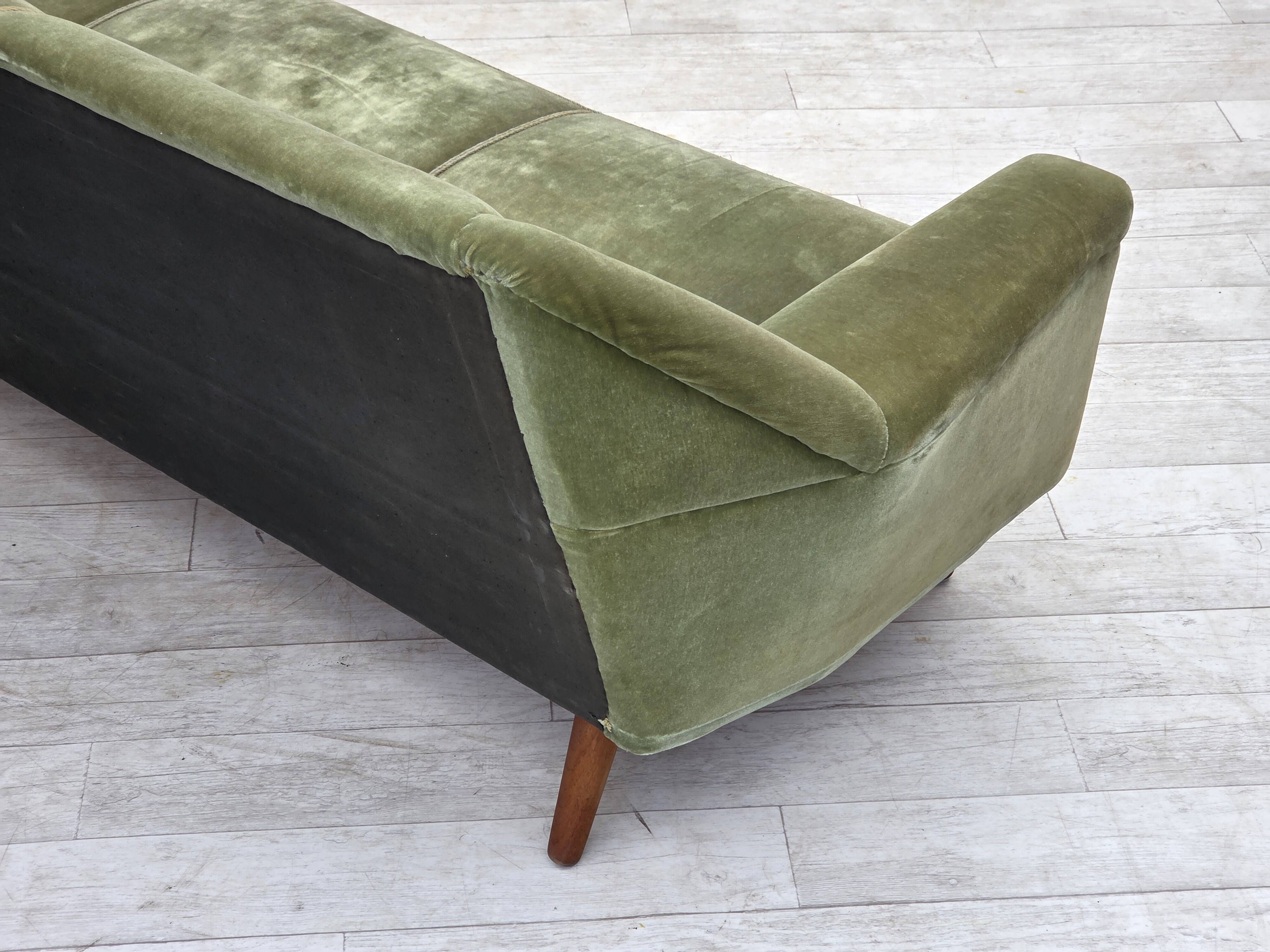 1970s, Danish by Kurt Østervig, 3-seater sofa, furniture velour, teak wood.