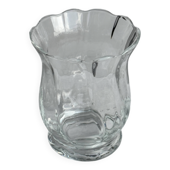 Petit vase vintage en verre en forme de fleur stylisée H15