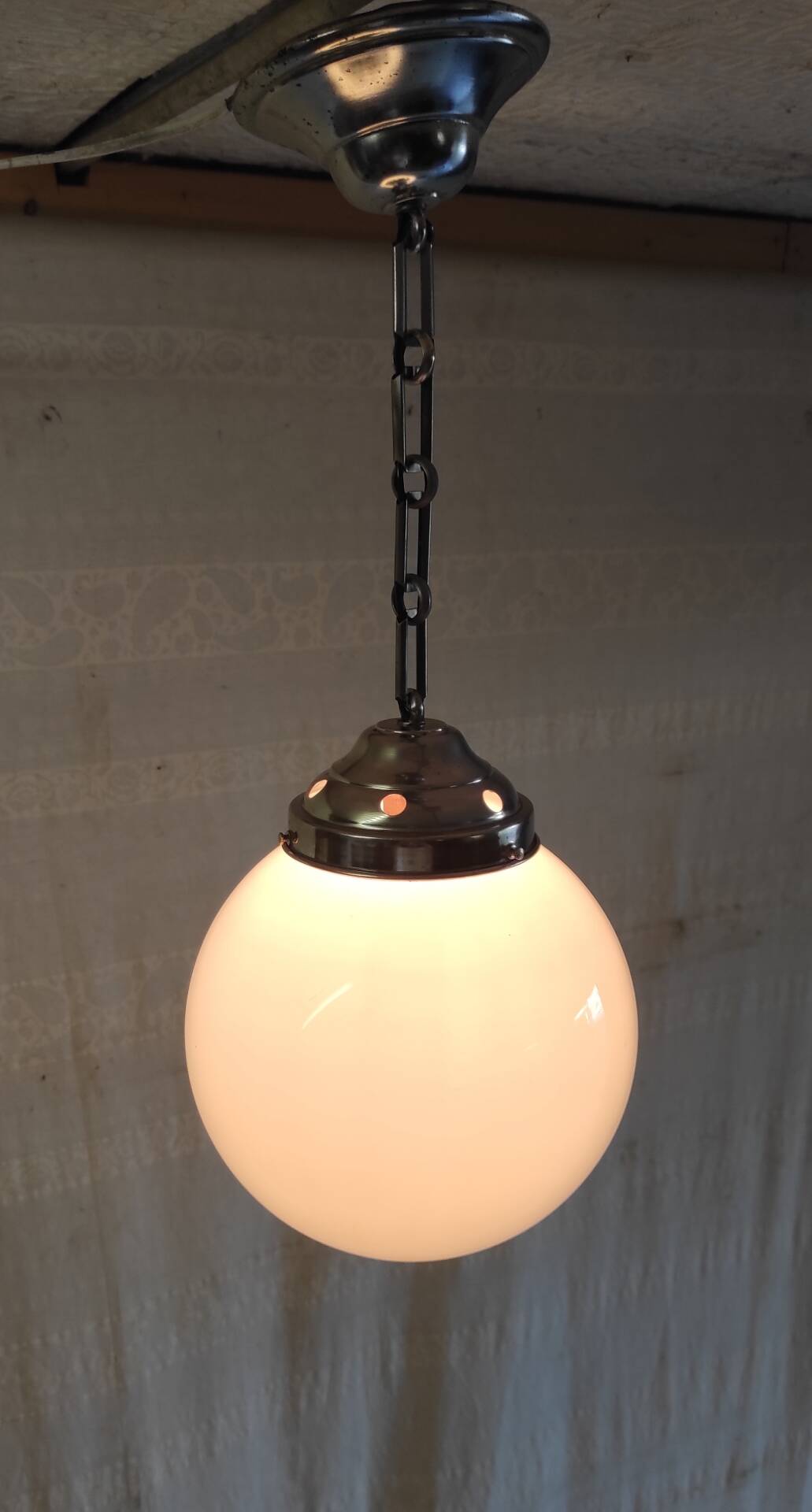 Bauhaus opaline globe pendant light diameter 20 cm - 1930s