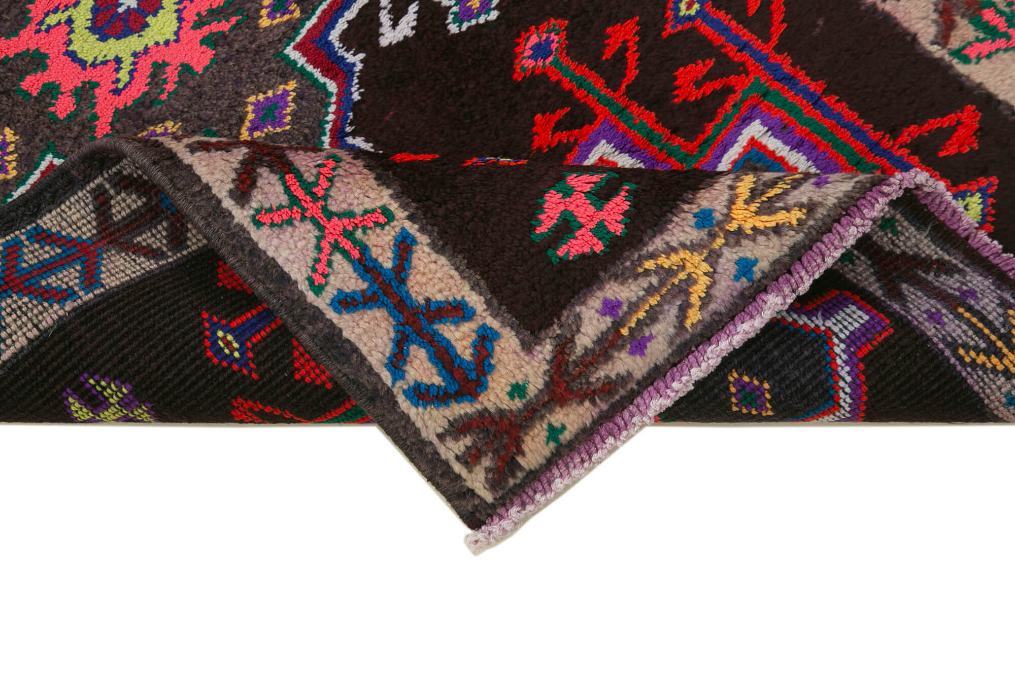 Hand-knotted one-of-a-kind turkish multicolor runner rug 90 cm x 337 cm