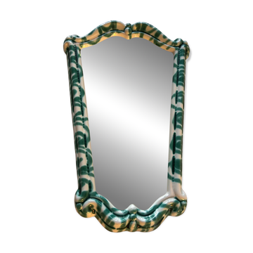Green & white ceramic mirror by Gmundner Keramik, Austria, 1960s