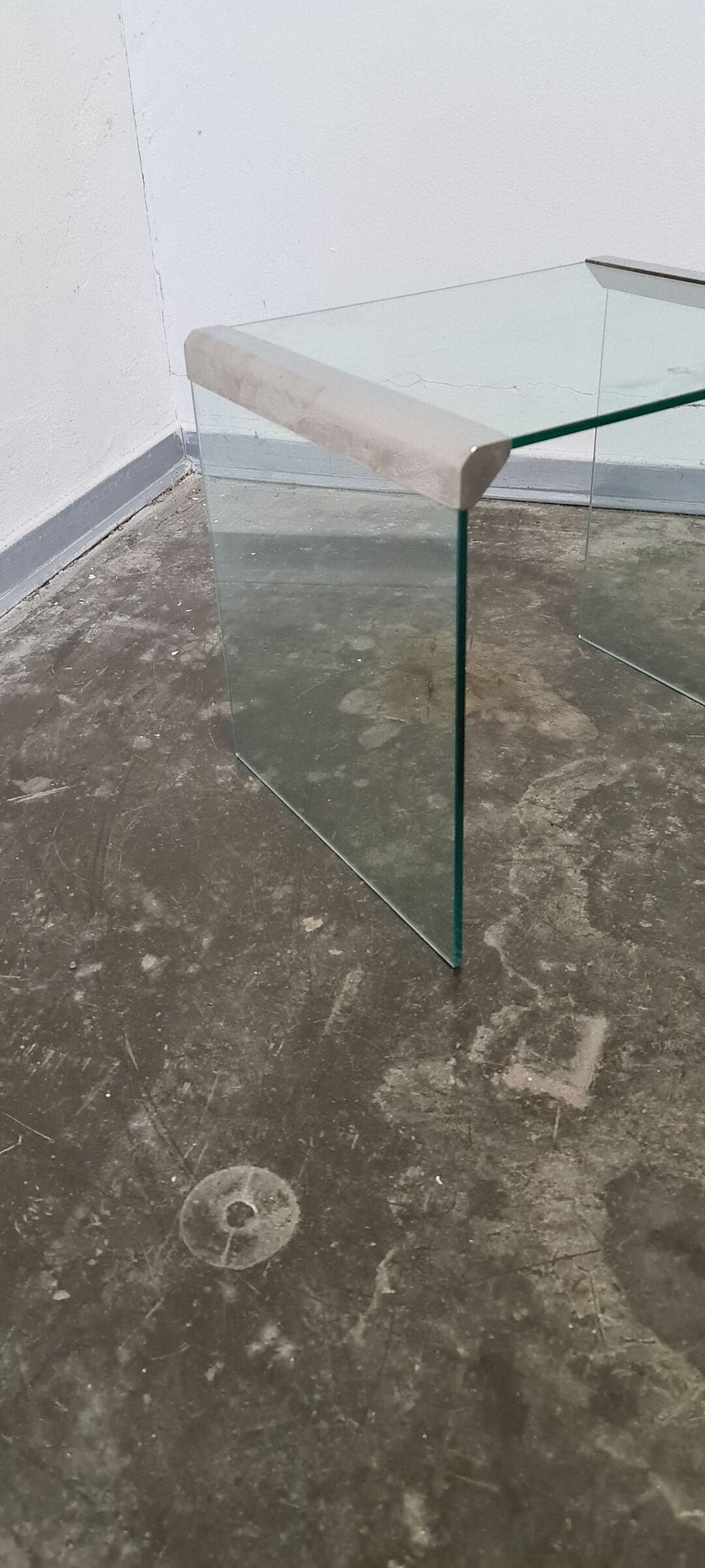 Vintage glass and metal side table