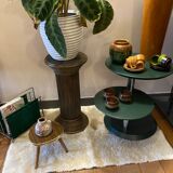 Vintage rattan plant pedestal