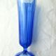 6 Art Deco champagne flutes blue glass cut from 10 flat ribs on peedouche