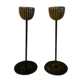Pair of brass candle holders