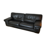 Thick black leather sofa - 3 seats 228cm Roche Bobois