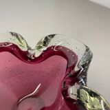Cendrier en verre à bulles en verre de Murano rose Shell Shell Ashtray Murano, Italie, années 1970