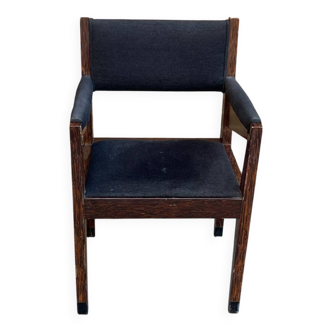 Vintage Armchair from the 70s/80s in wenge with black fabric, handmade.