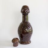 Vintage brown glazed stoneware bottle / decanter